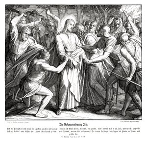 Het verraad van Jezus, Evangelie van Matteüs door Julius Schnorr von Carolsfeld