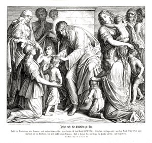 Jezus roept de kinderen bij zich, Evangelie van Marcus door Julius Schnorr von Carolsfeld