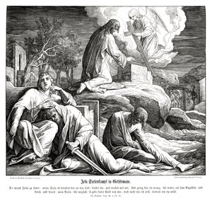 Jezus in de tuin van Getsemane, Evangelie van Matteüs door Julius Schnorr von Carolsfeld