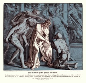Jezus krijgt een doornenkroon, Evangelie van Marcus door Julius Schnorr von Carolsfeld
