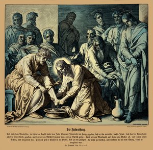 Jezus wast de voeten van zijn discipelen, Evangelie van Johannes door Julius Schnorr von Carolsfeld
