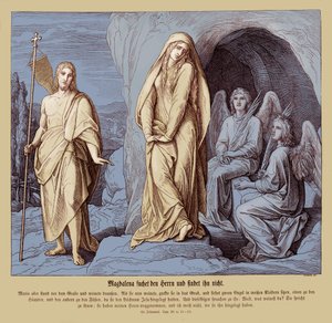 Maria Magdalena bij het graf van Jezus, Evangelie van Johannes door Julius Schnorr von Carolsfeld