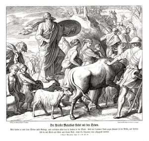 Mathathias en zijn zonen vluchten de stad uit door Julius Schnorr von Carolsfeld