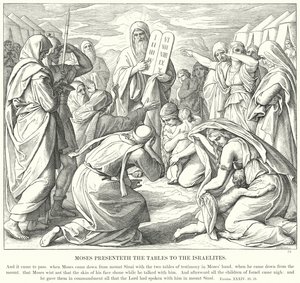 Mozes presenteert de tafelen aan de Israëlieten door Julius Schnorr von Carolsfeld