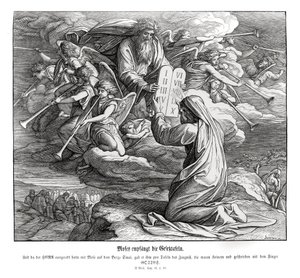 Mozes ontvangt de geboden, Exodus door Julius Schnorr von Carolsfeld