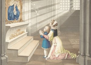 Moeder en Dochter in Gebed, ca. 1811-17 door Julius Schnorr von Carolsfeld