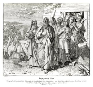 Noach en zijn familie na de zondvloed, Genesis door Julius Schnorr von Carolsfeld