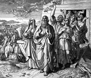 Noach verlaat de ark na de zondvloed door Julius Schnorr von Carolsfeld