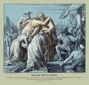 Paulus verlaat de Efeziërs, Handelingen van de Apostelen door Julius Schnorr von Carolsfeld