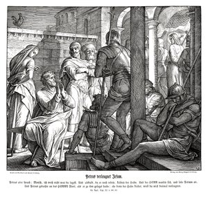 Petrus verloochent Jezus, Evangelie van Lucas