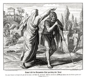 Samuel zalft Saul als koning van Israël