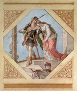 Siegfried en Brunhilde, illustratie uit De Niebelungen door Richard Wagner