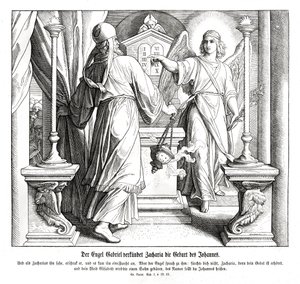 De engel Gabriël verschijnt aan Zacharias, Lucas door Julius Schnorr von Carolsfeld