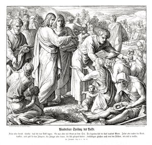 De voeding van de 5000, Evangelie van Johannes door Julius Schnorr von Carolsfeld