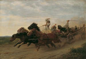 Wedstrijd van dronken Slowaakse boeren door Julius von Blaas d. Ä.