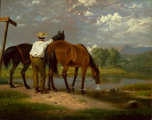 Paarden Water geven door Junius Brutus Stearns