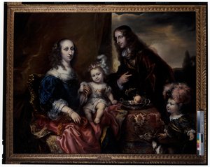 Portret van een familie, vermoedelijk kolonel John Hutchinson en zijn familie door Jürgen Ovens