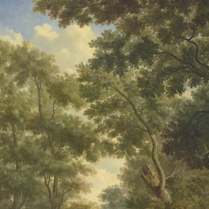Arcadisch landschap, een van een serie van tien muurschilderingen in de tuinzaal van het Amsterdamse huis Herengracht 524