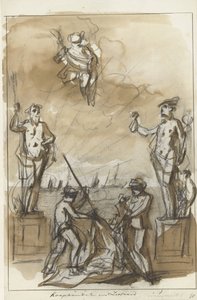 Koophandel en Zeevaart, decoratie op de Nieuwmarkt, 1795