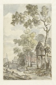 Ontwerp voor behangselschildering met Hollands landschap door Jurriaan Andriessen
