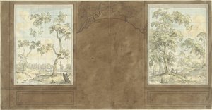 Ontwerp voor de kamerwand in de zaal van Jan de Groot, Keizersgracht 187 door Jurriaan Andriessen