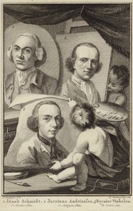 Portretten van Izaak Schmidt, Jurriaen Andriessen en Reinier Vinkeles door Jurriaan Andriessen