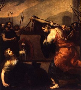 Het Duel van Isabella de Carazzi en Diambra de Pettinella door Jusepe de Ribera
