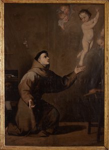 Parochiemuseum. Schilderij. Sint Antonius van Padua (San Antonio de Padua). Kopie van José Ribera. 17e eeuw.