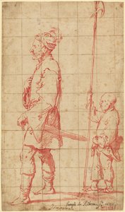 Een potentaat vergezeld door zijn hellebaarddrager door Jusepe de Ribera