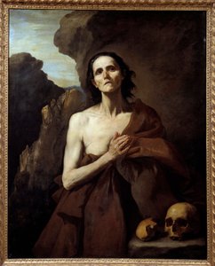 Portret van Sint Maria de Egyptische, boeteling in de woestijn schilderij door Jose de Ribera door Jusepe de Ribera