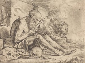 Sint Hiëronymus lezend door Jusepe de Ribera