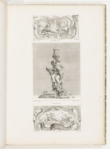 Ornament Paneel met Schelpfontein Geflankeerd door Guirlandes en Voluten, pl. 22 in Oeuvre de Juste-Aurèle