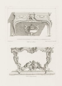 Table de Cabinet, 6e plaat, pl. 47 in Oeuvre door Juste Aurèle Meissonnier