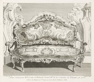 Sofa uitgevoerd voor de graaf van Bielinski Groot-M.al van de Kroon van Polen in 1735; Sofa uitgevoerd voor de graaf van Bielinski in 1735, 4e Plaat door Juste Aurèle Meissonnier