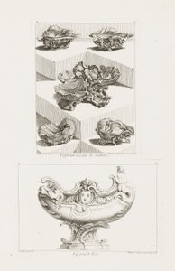 Differents Desseins de Sallieres (Verschillende ontwerpen voor zoutvaatjes), pl. 63 in Oeuvre de Juste-Aurele door Juste Aurèle Meissonnier