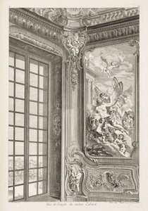 Hoekaanzicht van hetzelfde kabinet; Hoekaanzicht van hetzelfde kabinet, met links een groot raam en rechts het schilderij van Zephyr en Flora, 2e plaat door Juste Aurèle Meissonnier