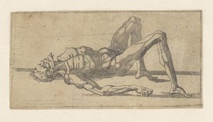 Naakte man, liggend op zijn rug door Juste de Juste (attributed to)