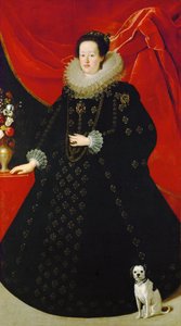 Portret van Eleonora Gonzaga in zwarte jurk door Justus Sustermans