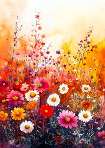Kleurrijk veld met wilde bloemen door Justyna Jaszke