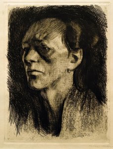 Arbeidersvrouw (met de oorbel) door Käthe Kollwitz