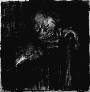 Bij het Dengelen door Käthe Kollwitz