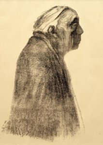 Zelfportret in profiel naar rechts door Käthe Kollwitz