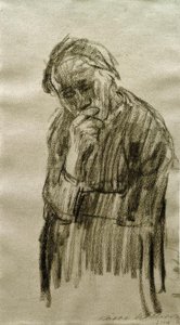 Staande vrouw, het hoofd in de rechterhand gesteund door Käthe Kollwitz