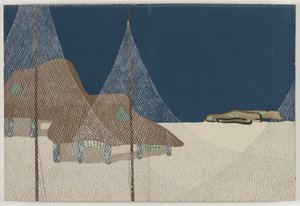 Bloemen van honderd werelden (Momoyogusa): Vissersdorp (Ryoson) door Kamisaka Sekka