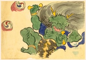 Bloemen van honderd werelden (Momoyogusa): God van de donder (Raijin) door Kamisaka Sekka
