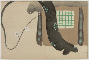 Bloemen van honderd werelden (Momoyogusa): Pruim bij de dakrand (Nokiba no ume) door Kamisaka Sekka