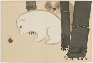 Bloemen van Honderd Werelden: Puppies door Kamisaka Sekka