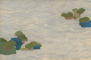 Pijnbomen in een zilveren zee, uit de Chigusa (Duizend Grassen) serie