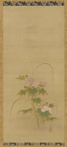 Hibiscus deel van een set, Edo-periode door Kanô Yôboku Tsunenobu