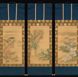 Nunobiki-waterval, berg Yoshino en Tatsuta-rivier, na 1709